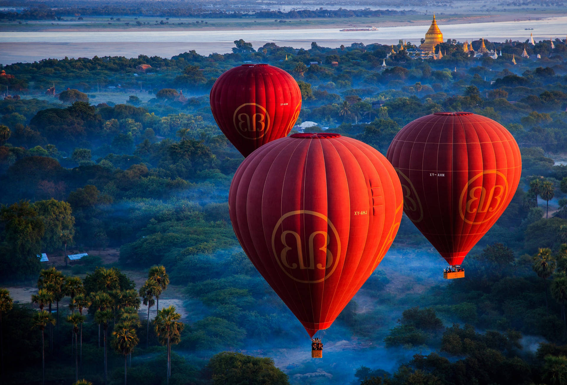 Red Air Balloons On Myanmar Wallpaper