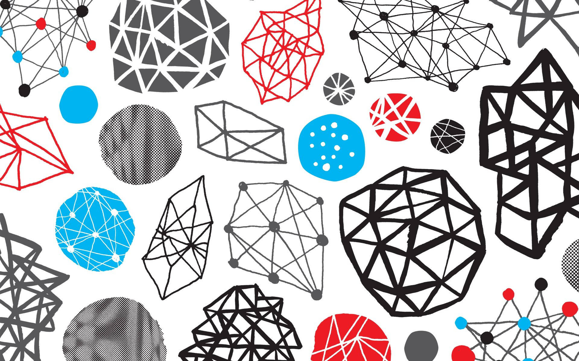 Red And Black 3d Shape Wireframe Wallpaper