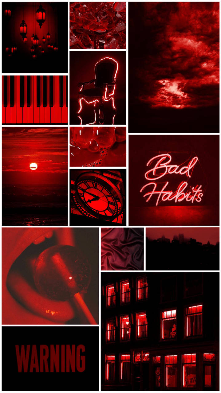 Red And Black Aesthetic Parallel Collage Wallpaper