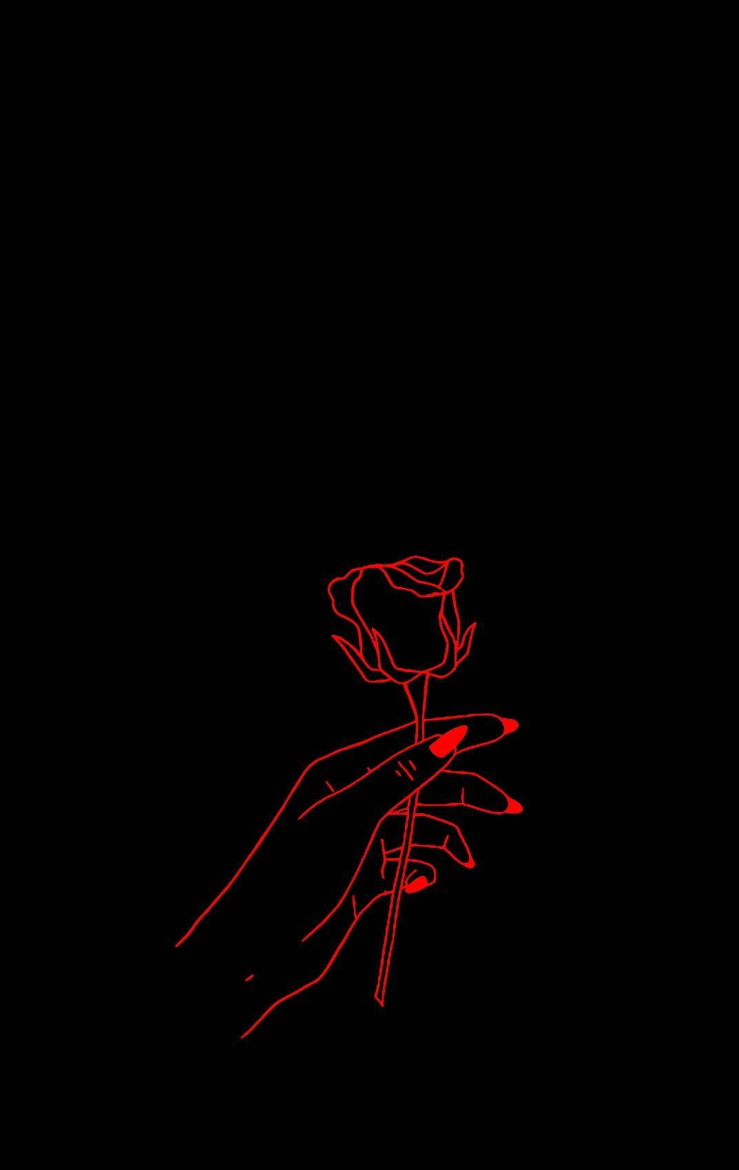 Red And Black Aesthetic Rose Hand Wallpaper