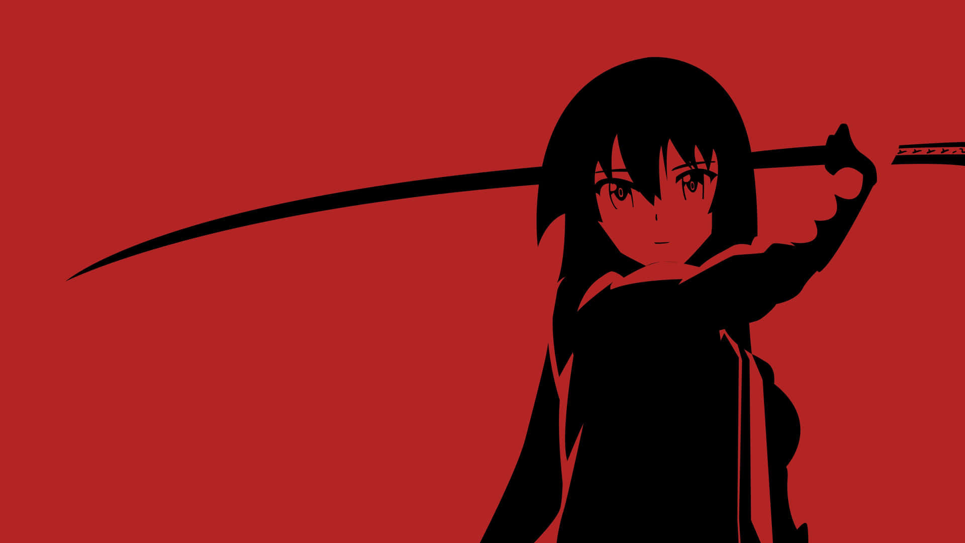 Anime illustration med slående rød og sort farver. Wallpaper