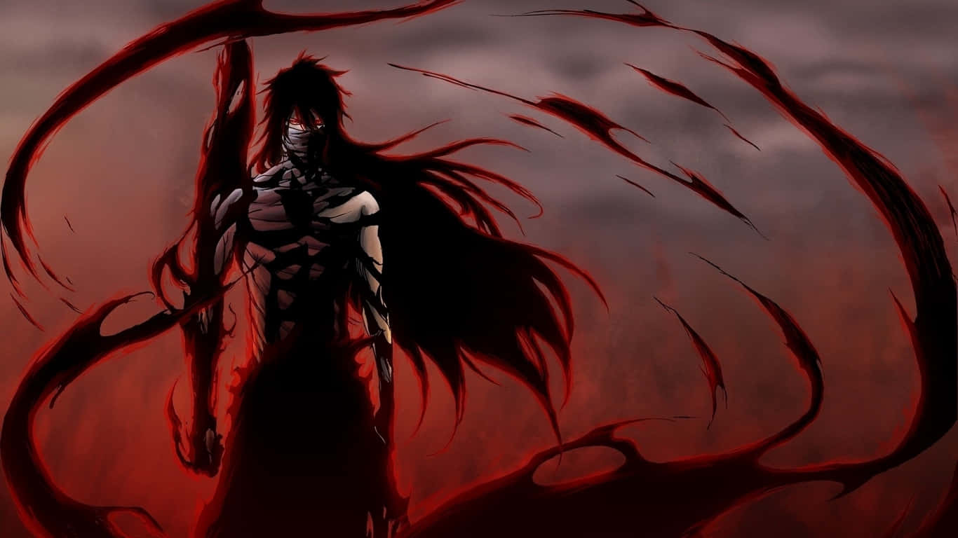 Artede Anime En Rojo Y Negro Que Presenta Emociones Apasionadas. Fondo de pantalla