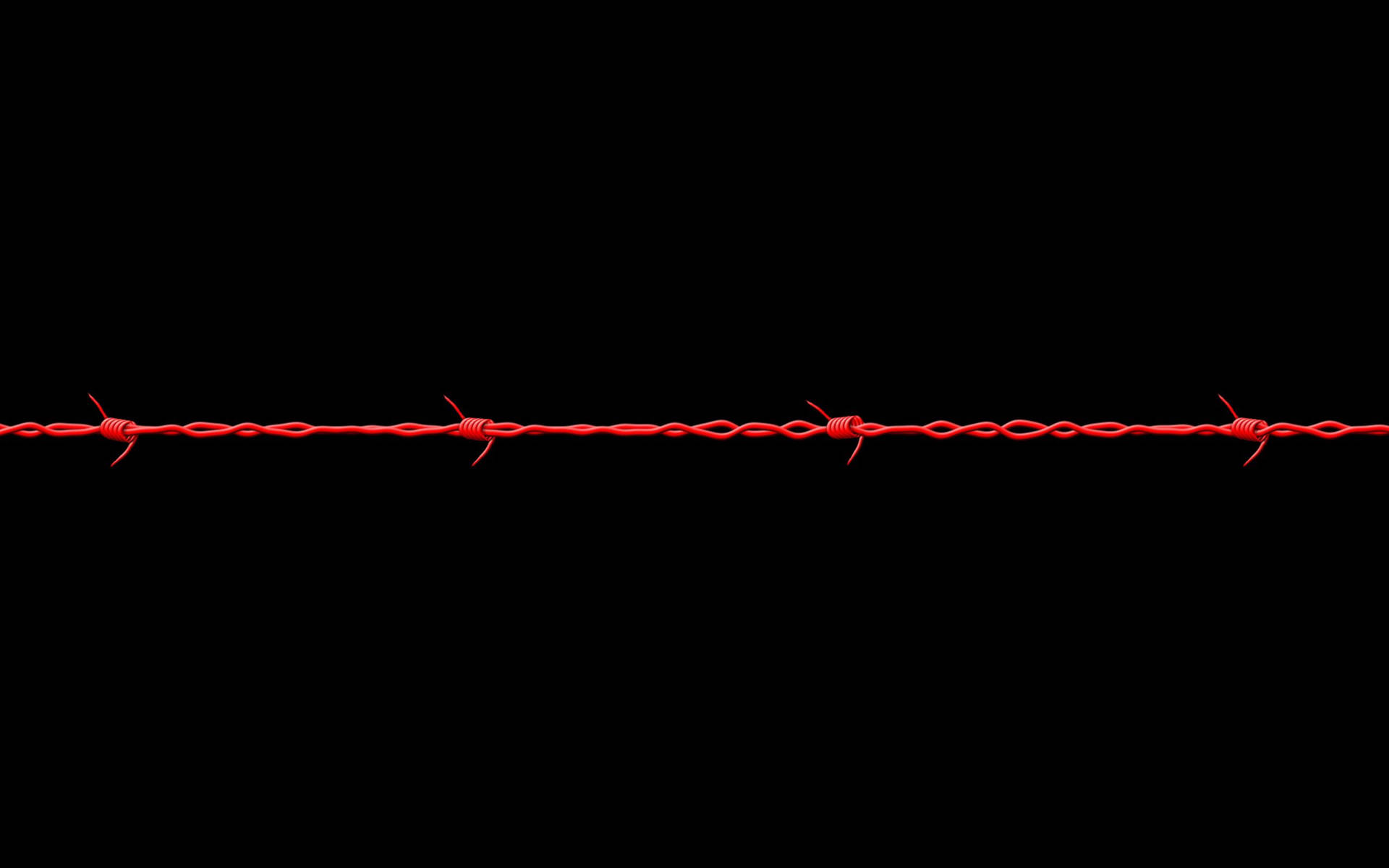 Twisted and tangled barbed wires in red and black Wallpaper