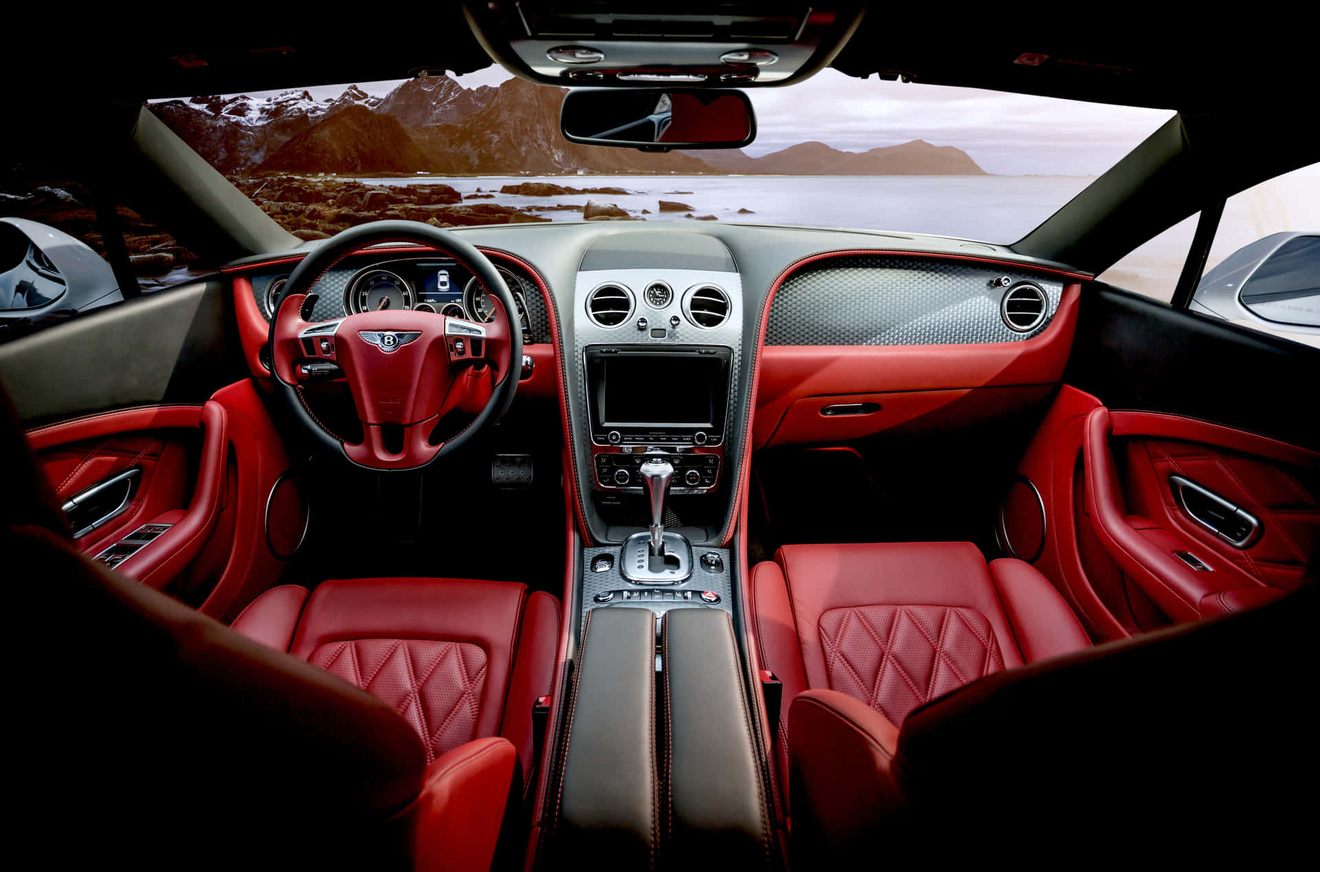 Red And Black Bentley Car Interior Wallpaper