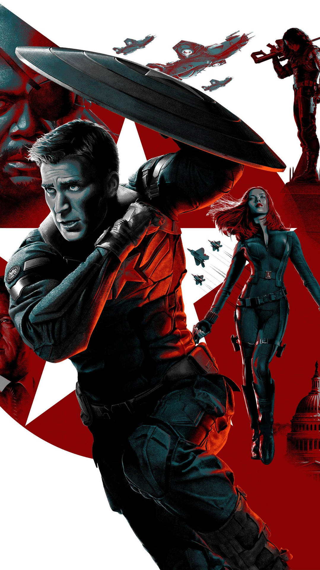 Rød og sort Captain America iPhone Wallpaper Wallpaper