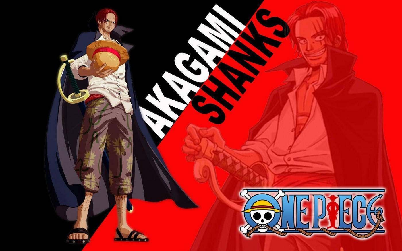 Red And Black Diagonal Split Shanks One Piece Wallpaper