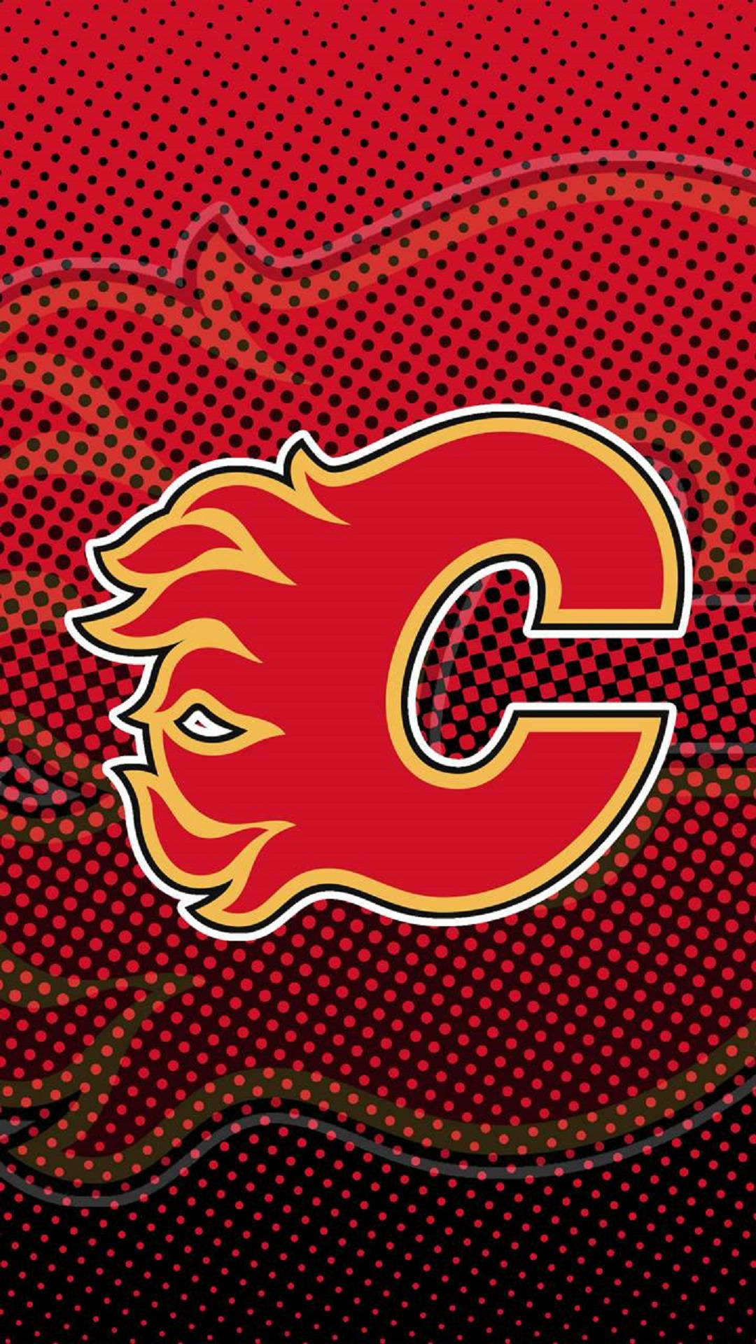 Rød og sort prikket Calgary Flames Logo Wallpaper