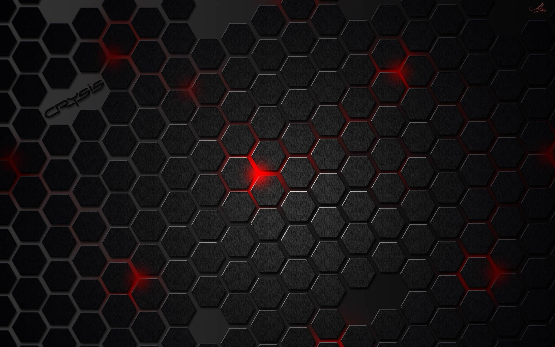 Red And Black Hexagonal Cell Wallpaper