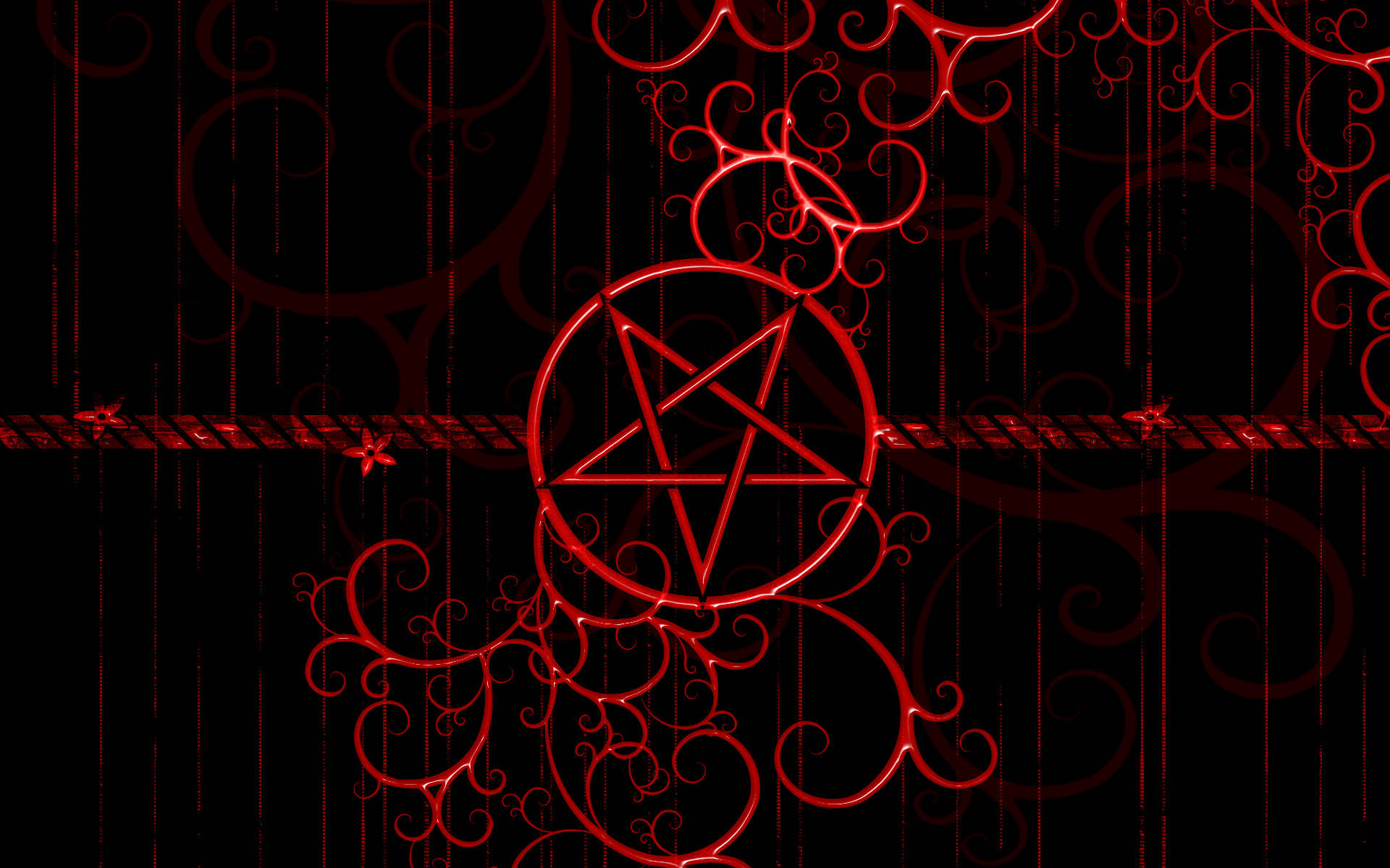 Majestic Red and Black Pentagram Design Wallpaper