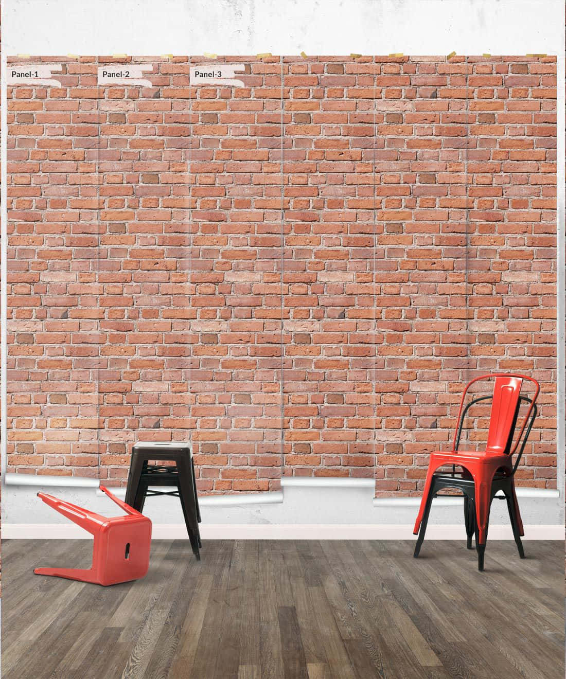 Caption: Bold Red and Black Industrial Chair Wallpaper