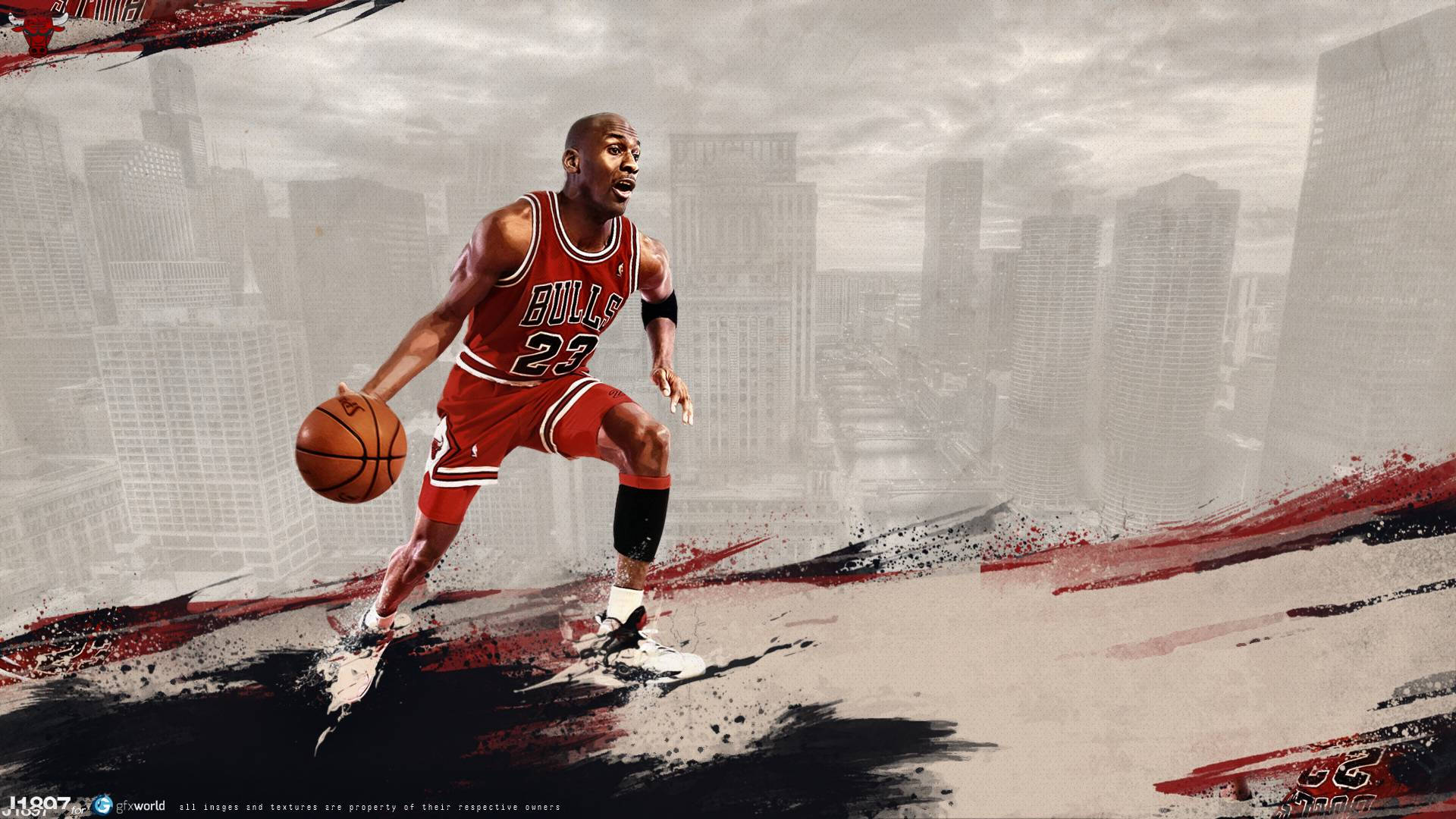 Red And Black Themed Michael Jordan Picture