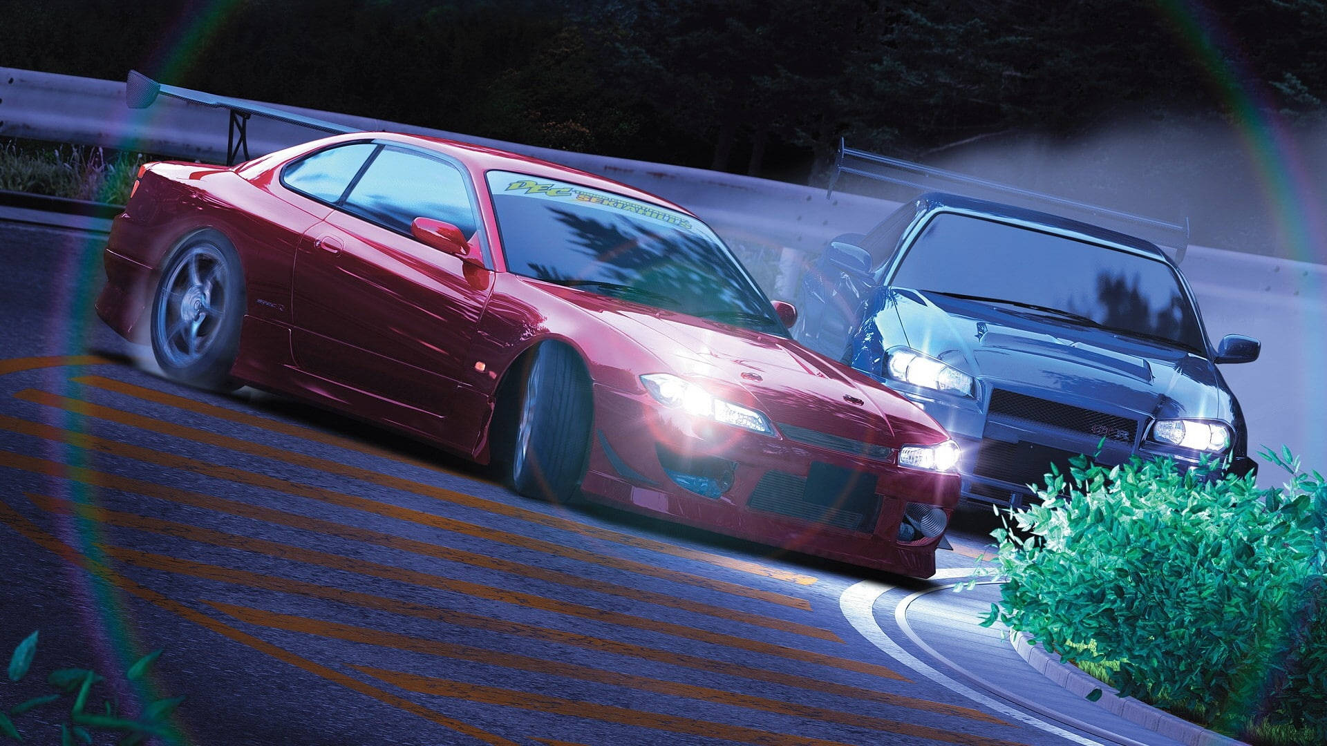 Red And Blue Drift Cars Background