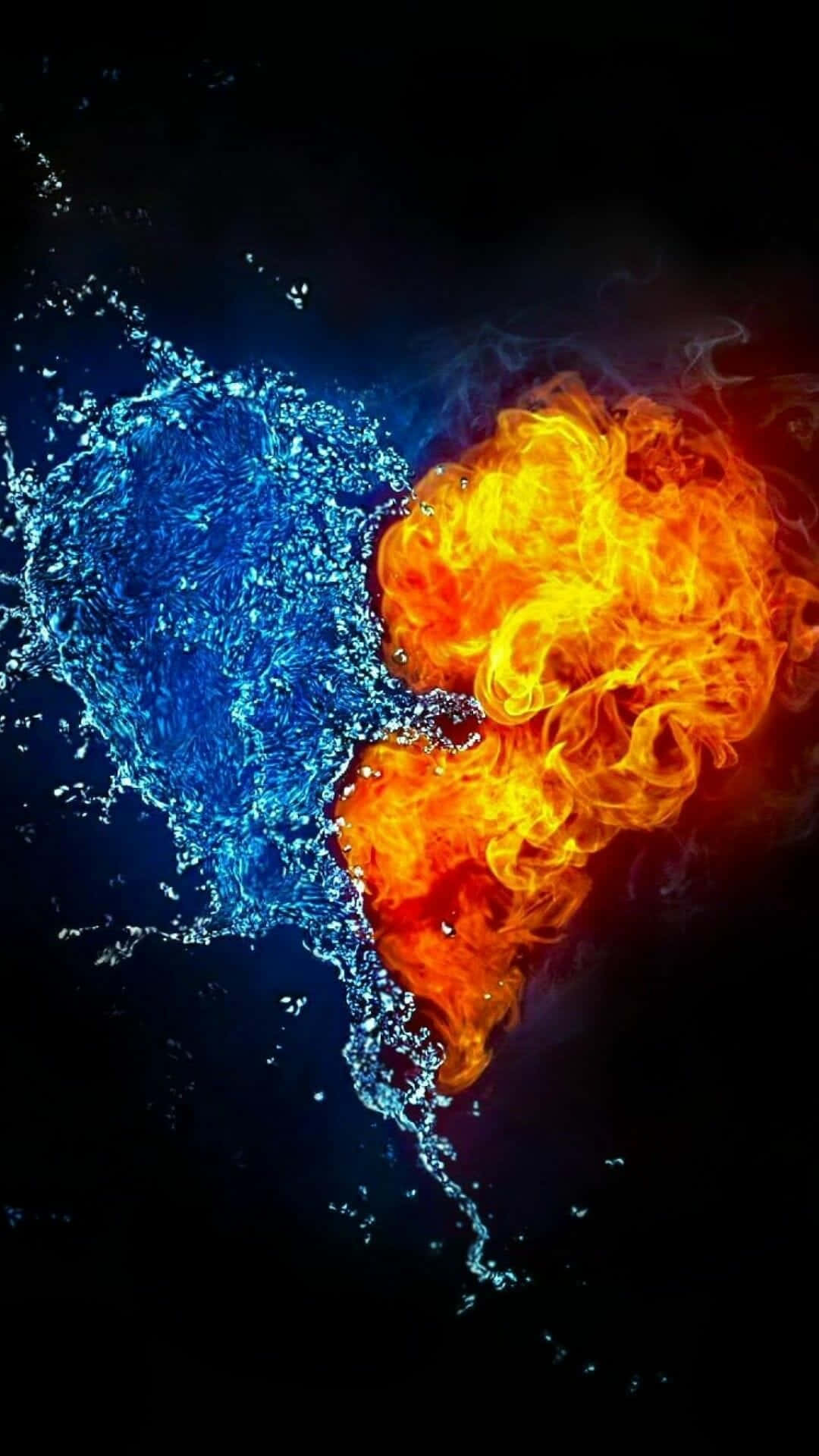 Red And Blue Fire And Water Wallpaper