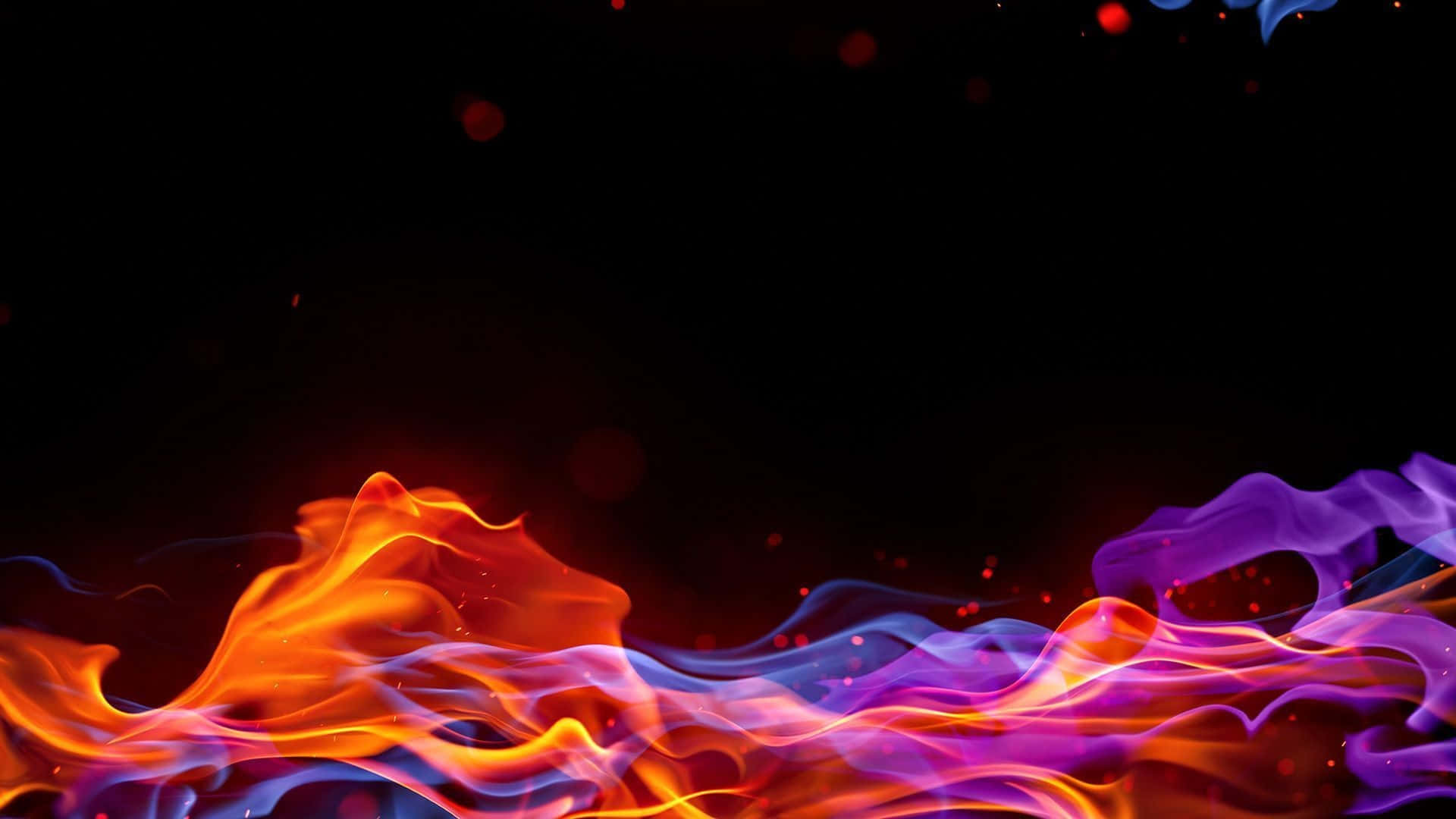 Bright Red and Blue Fire Roaring Wallpaper