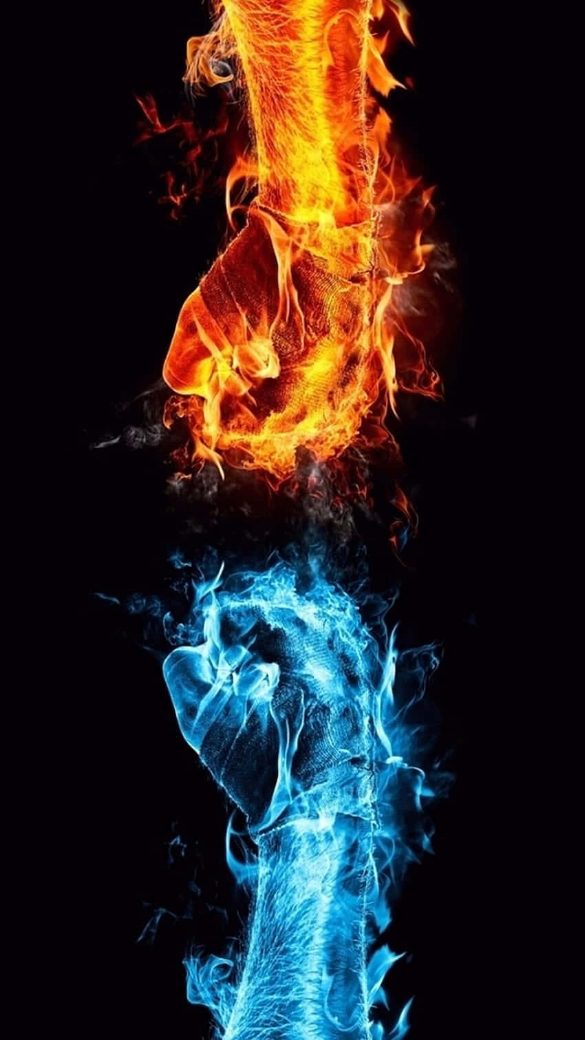 Experience the vivid intensity of Red and Blue Fire Wallpaper