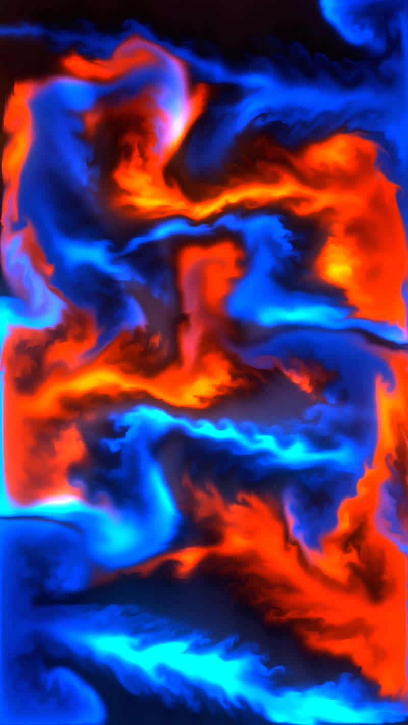 Tvåeldar, Röd Och Blå, Kombineras Till En Intensiv Värme Wallpaper