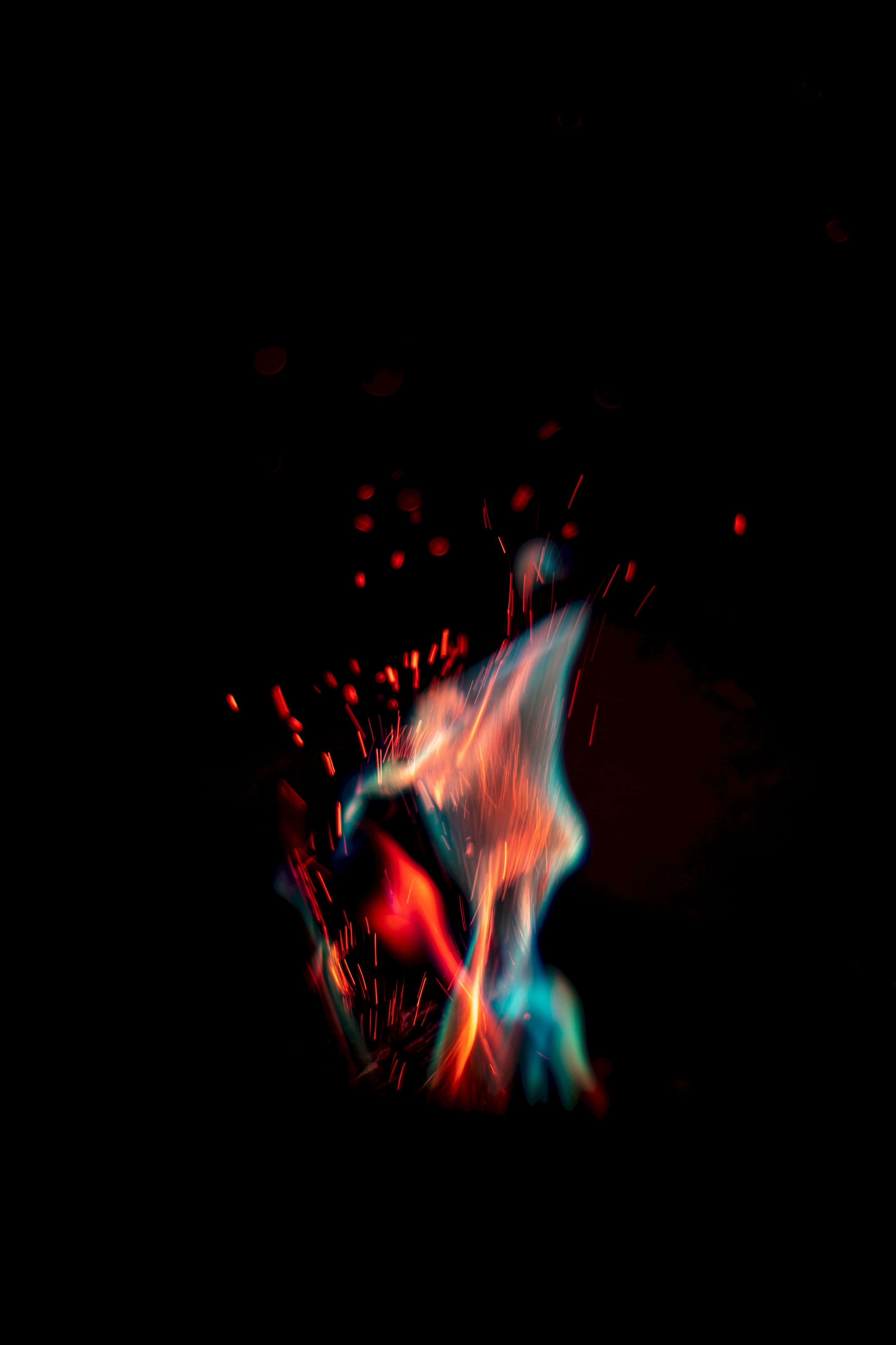 Intoxicating Beauty of Red and Blue Fire Wallpaper