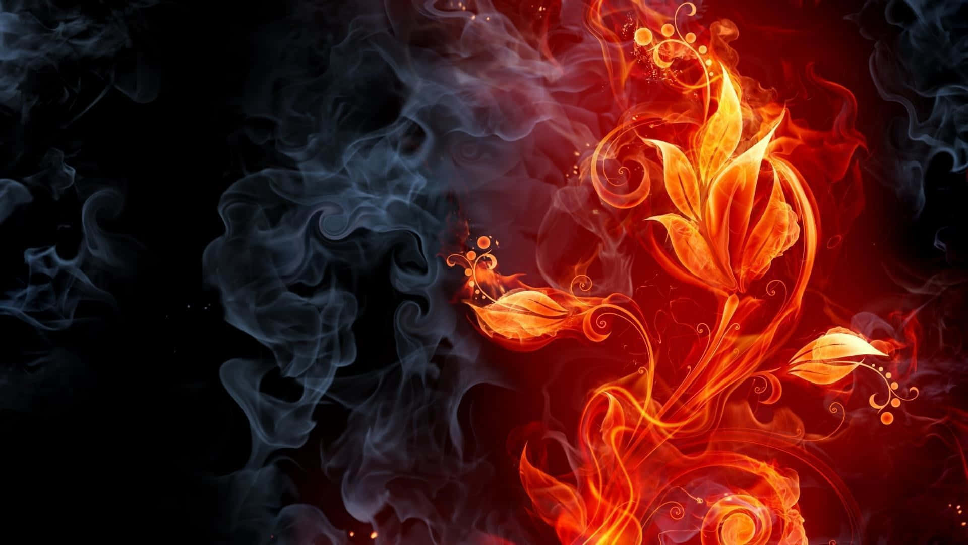 Red and Blue Fire Blazing Wallpaper