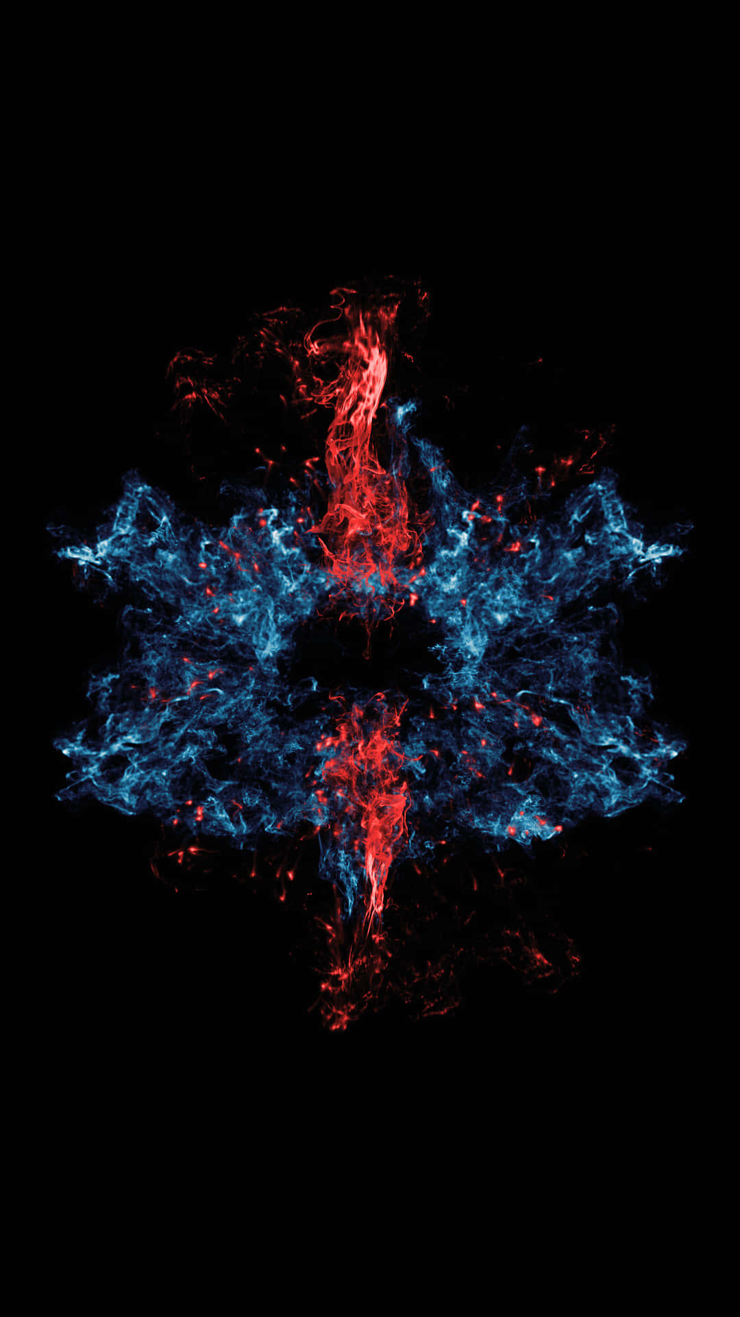 Roaring Red and Blue Fire Wallpaper