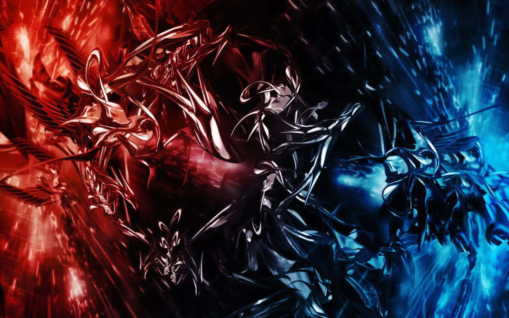 Red And Blue Fire Abstract Wallpaper