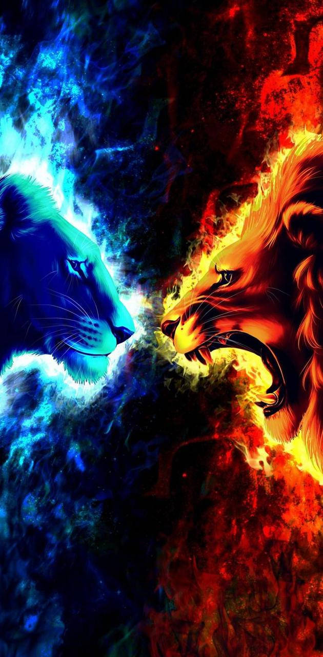 Red And Blue Lions Wallpaper
