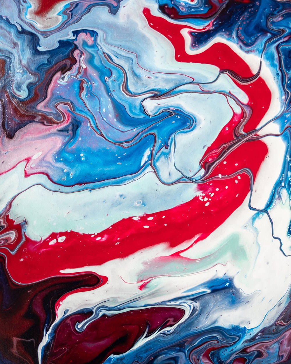 Red And Blue Marble Paint Wallpaper
