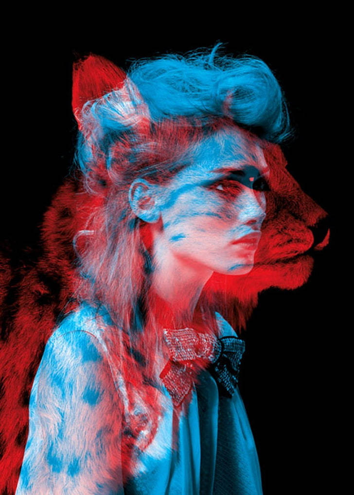 Red And Blue Woman And Cheetah Wallpaper