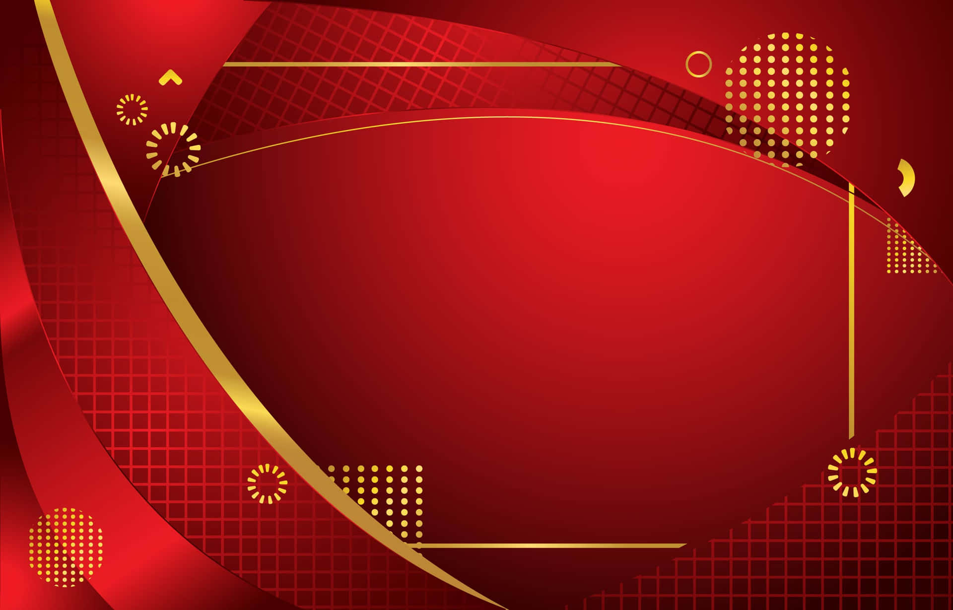 Red Background With Gold Geometric Shapes