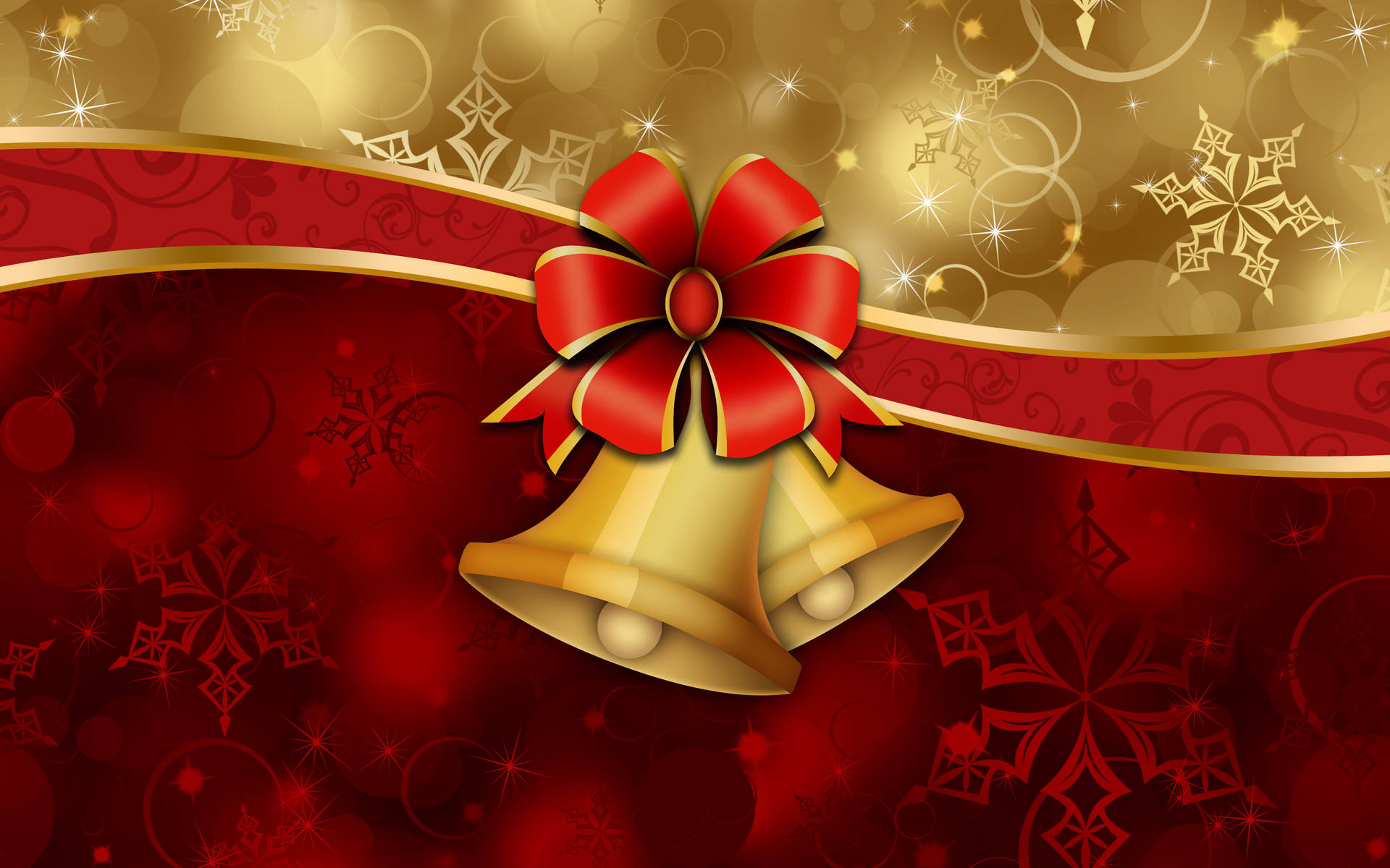 Download Red And Gold Christmas Bells Wallpaper 