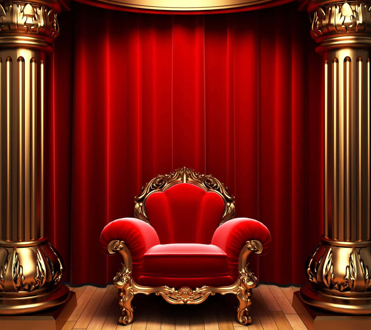 Red And Gold Royal Chair Wallpaper