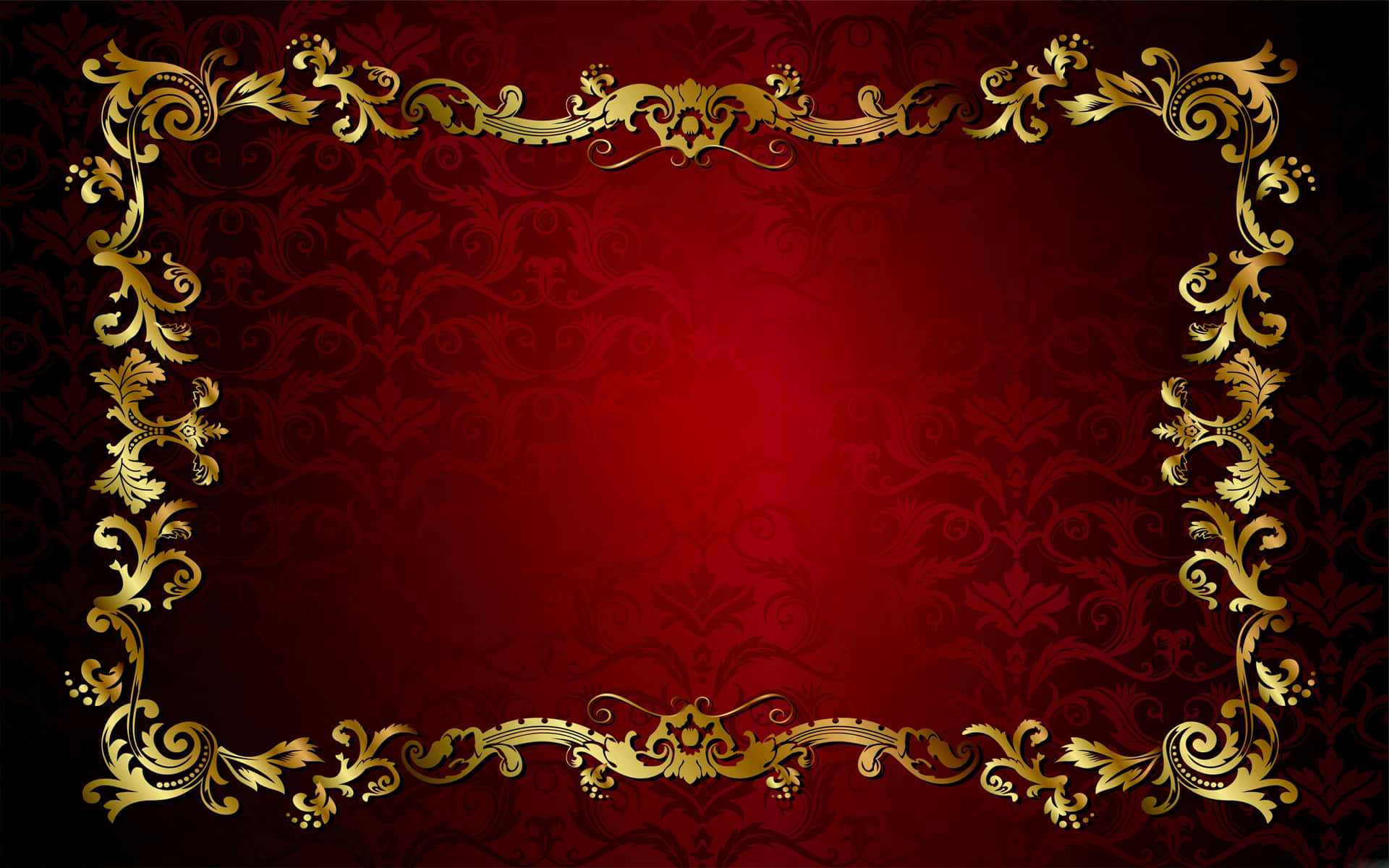 A vibrant red and gold picture of intricate patterns. Wallpaper
