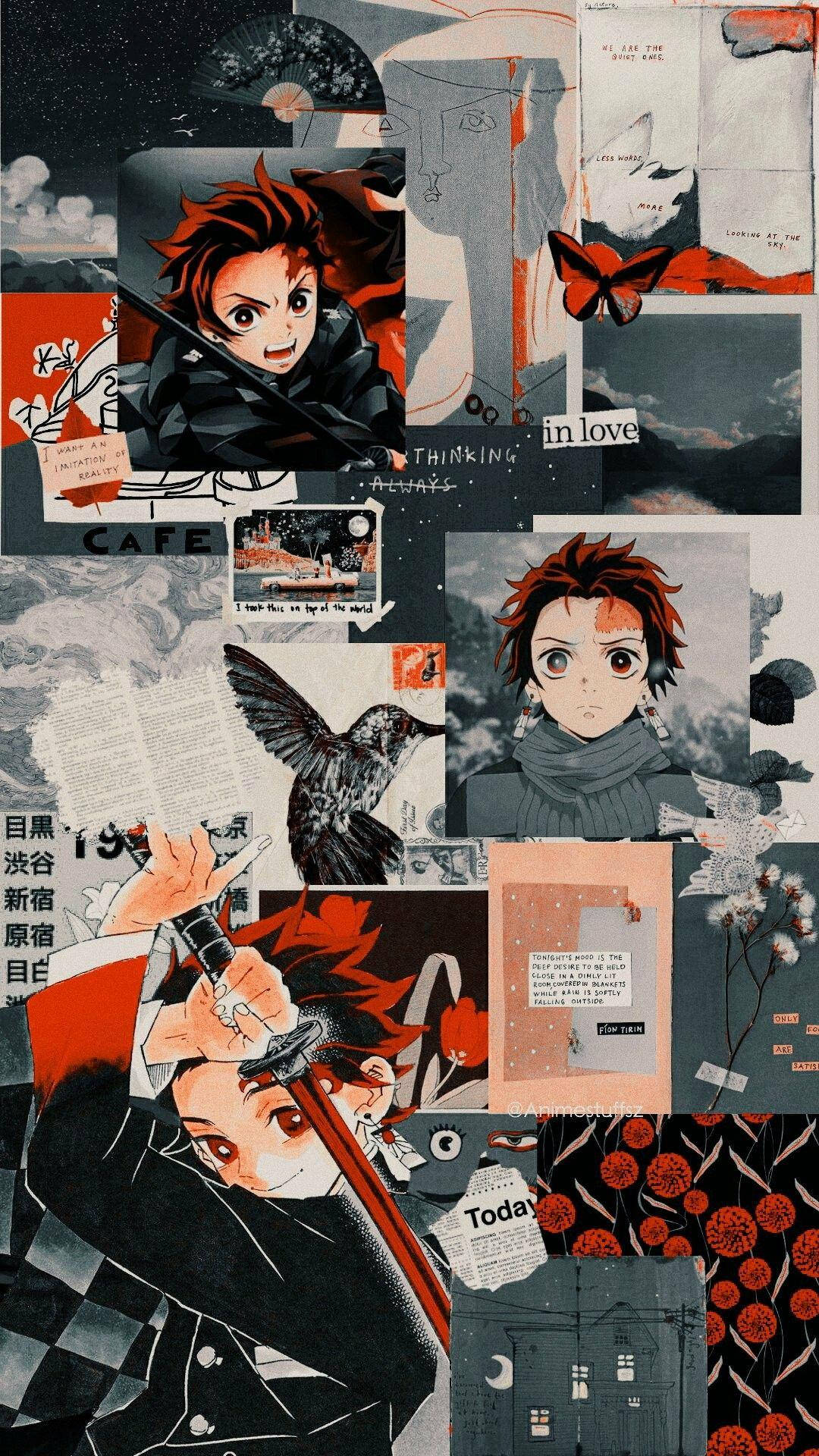 Red And Gray Tanjiro Aesthetic Wallpaper
