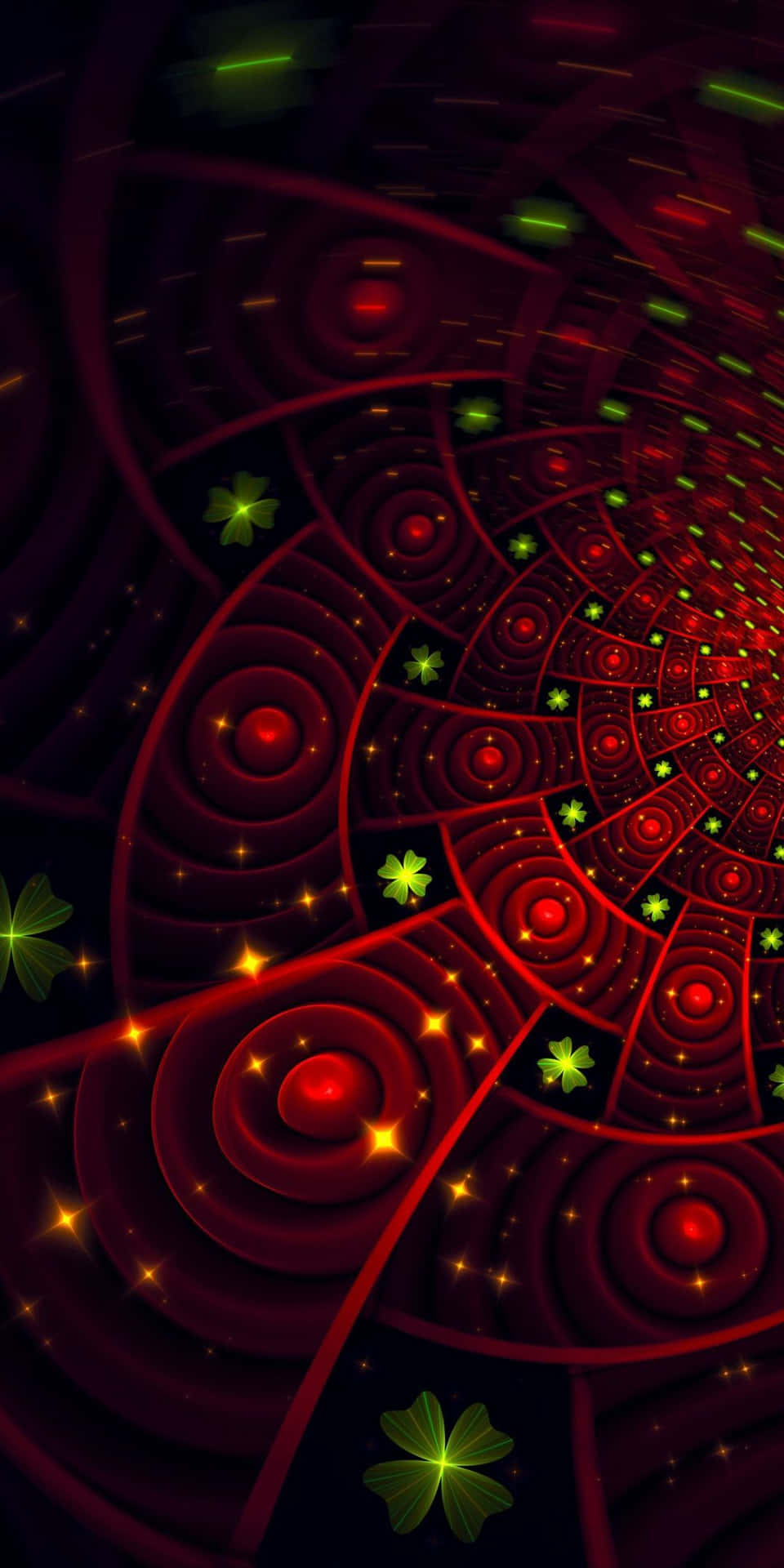 Portrait Fractal Red And Green Background