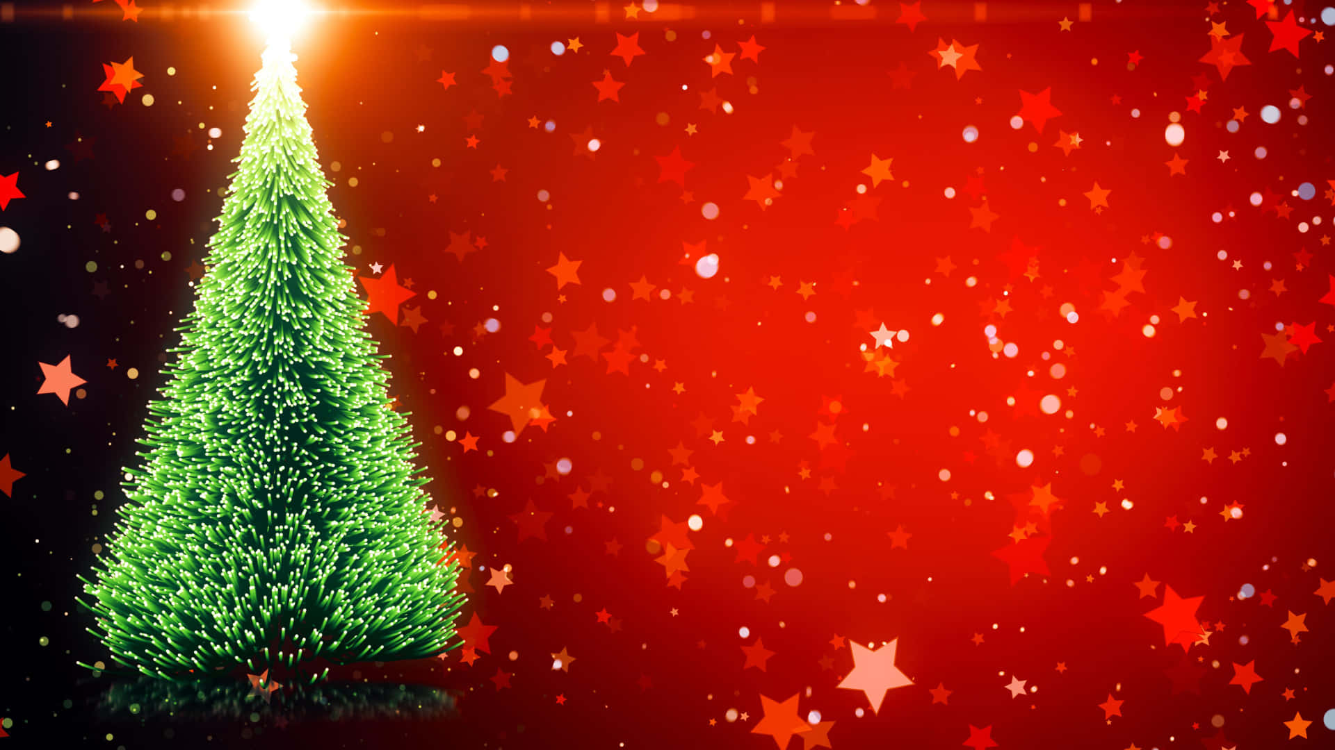 Fondode Pantalla De Un Paisaje Con Árbol De Navidad Rojo Y Verde