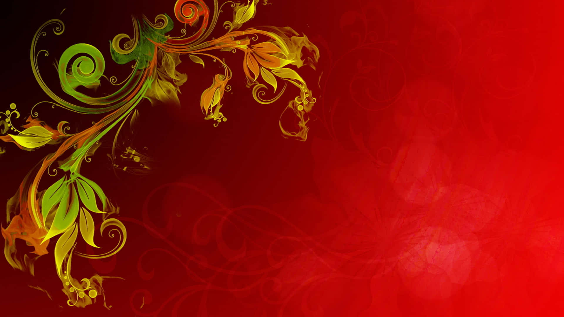 Landscape Red And Green Floral Background
