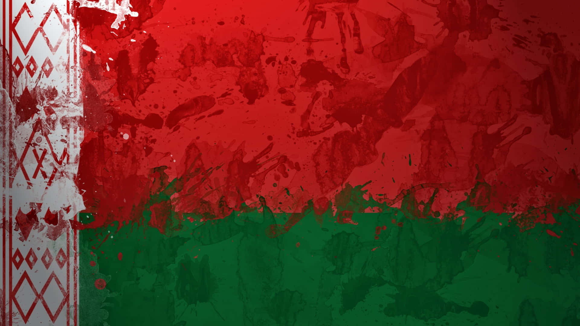 Landscape Red And Green Belarus Background