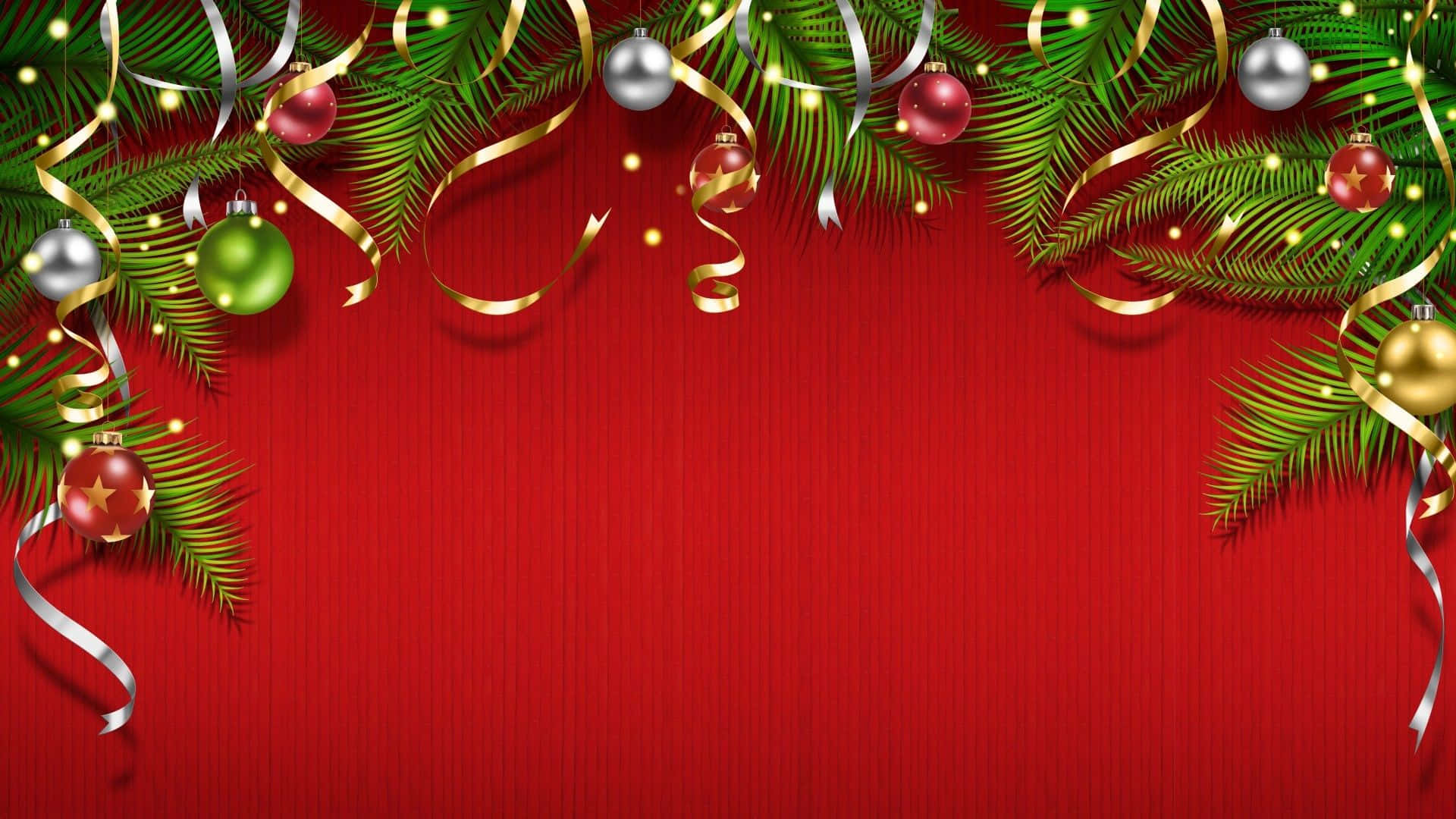 Christmas Background With Christmas Balls And Ribbons Wallpaper