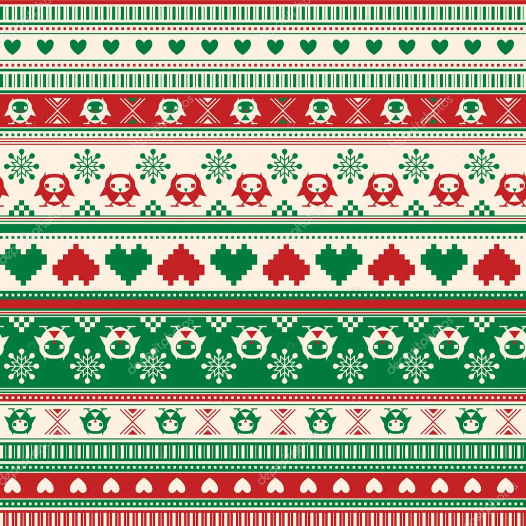 Download Red And Green Heart Festive Christmas Theme Sweater Wallpaper |  