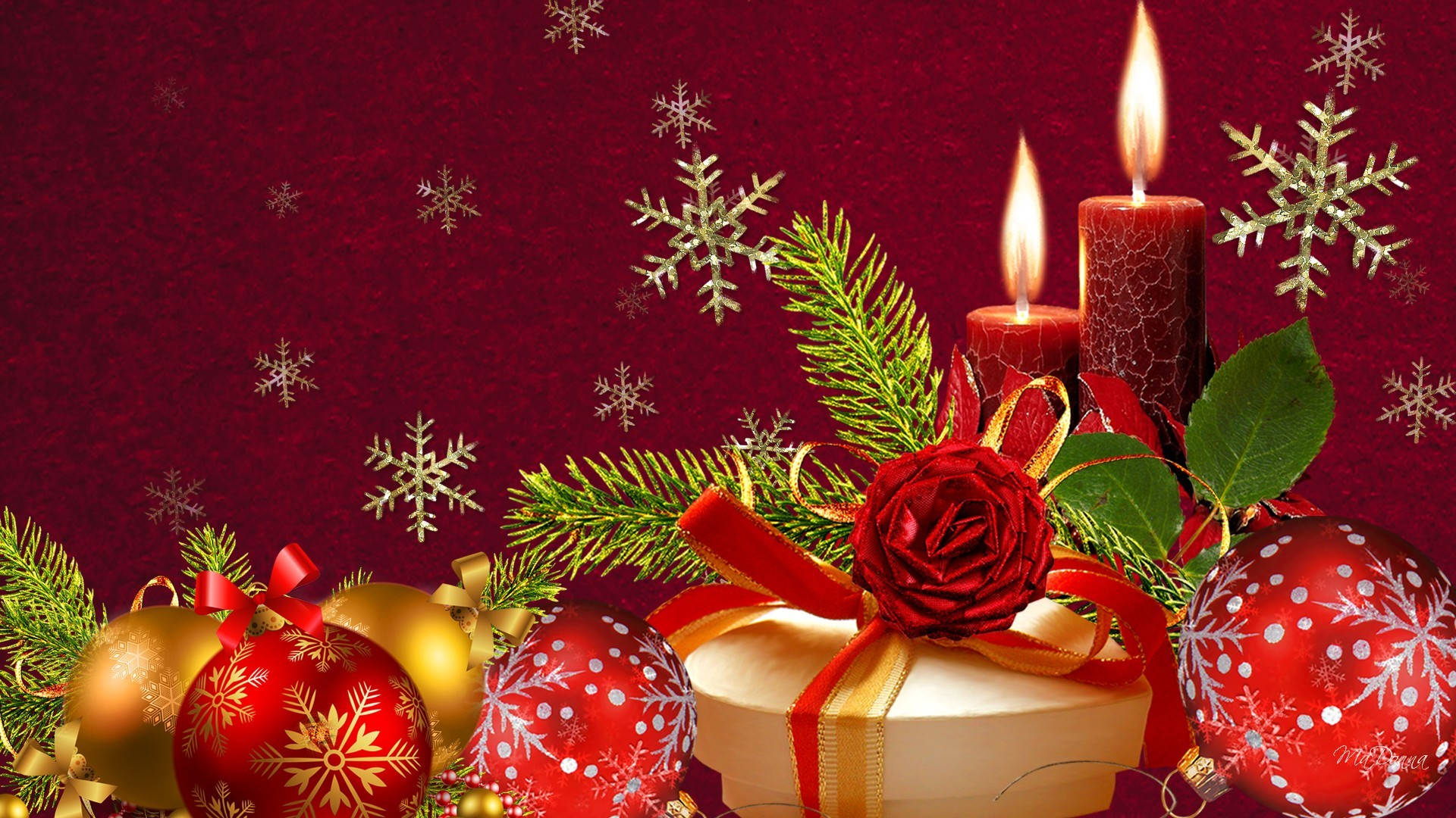 Red And Green Merry Christmas Hd Wallpaper