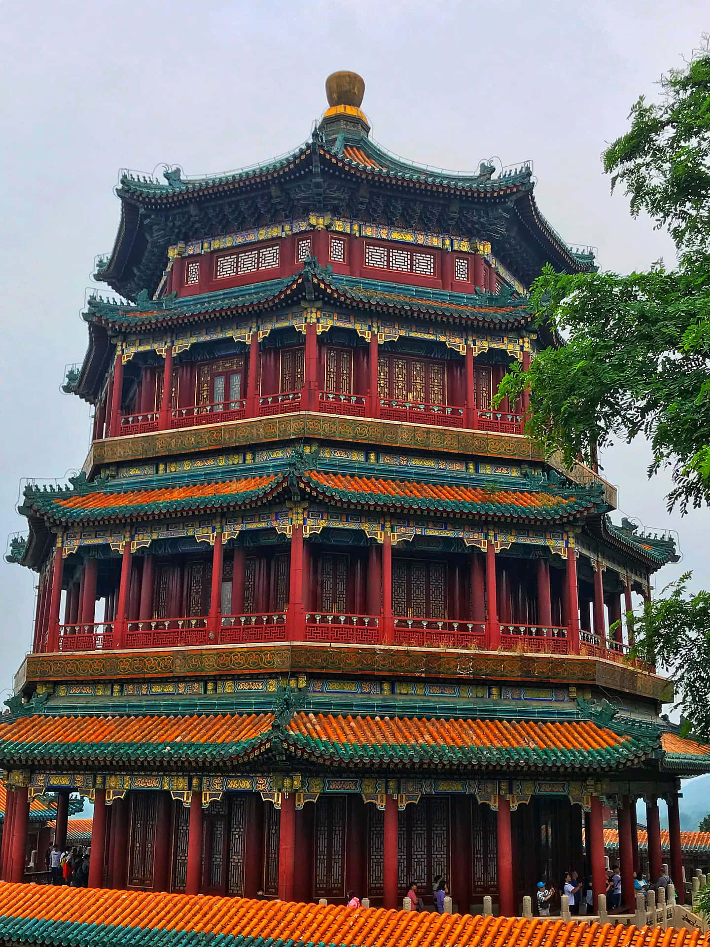 Red And Green Summer Palace Wallpaper