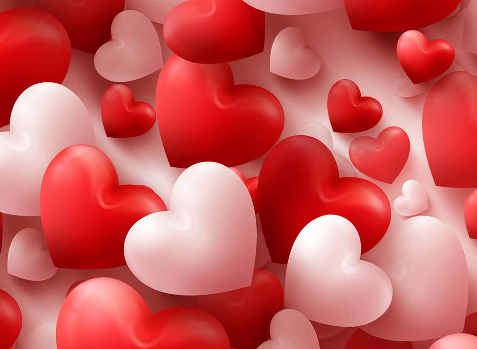 Rød og Pink 3D Sød Valentins Hjerter Wallpaper