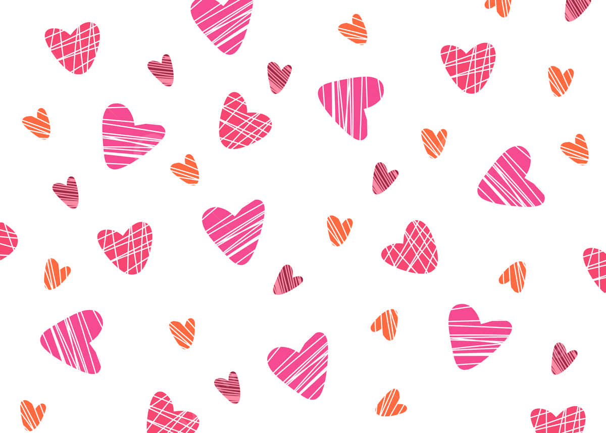 Røde og rosa søde Valentinshjerter digital kunstværk Wallpaper
