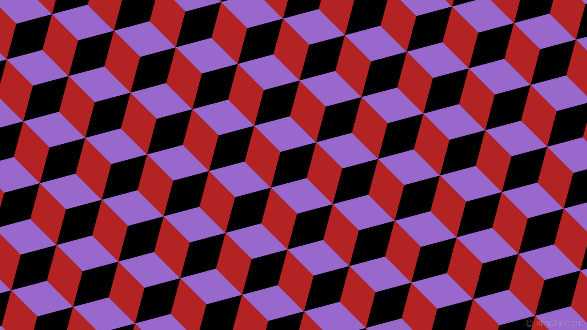 3D Cube In Red And Purple Background