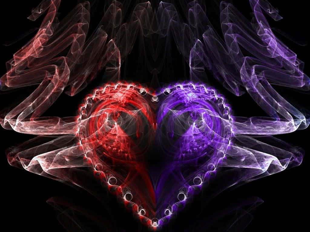 Smoke Heart In Red And Purple Background
