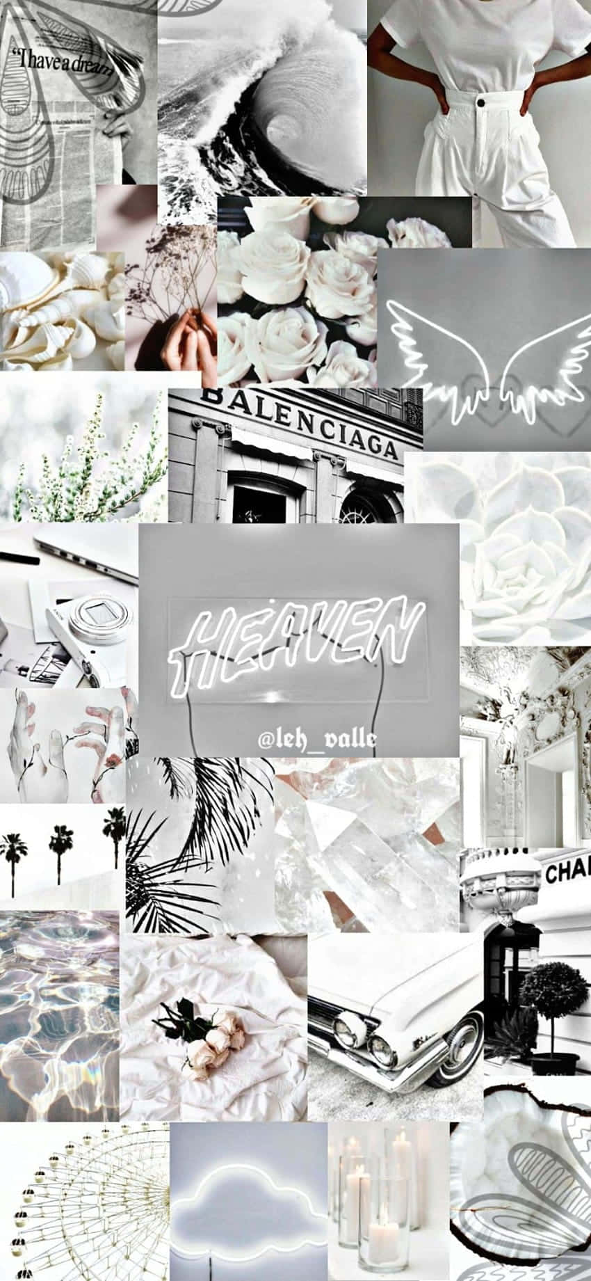 A Collage Of Pictures Of White And Black Items Wallpaper