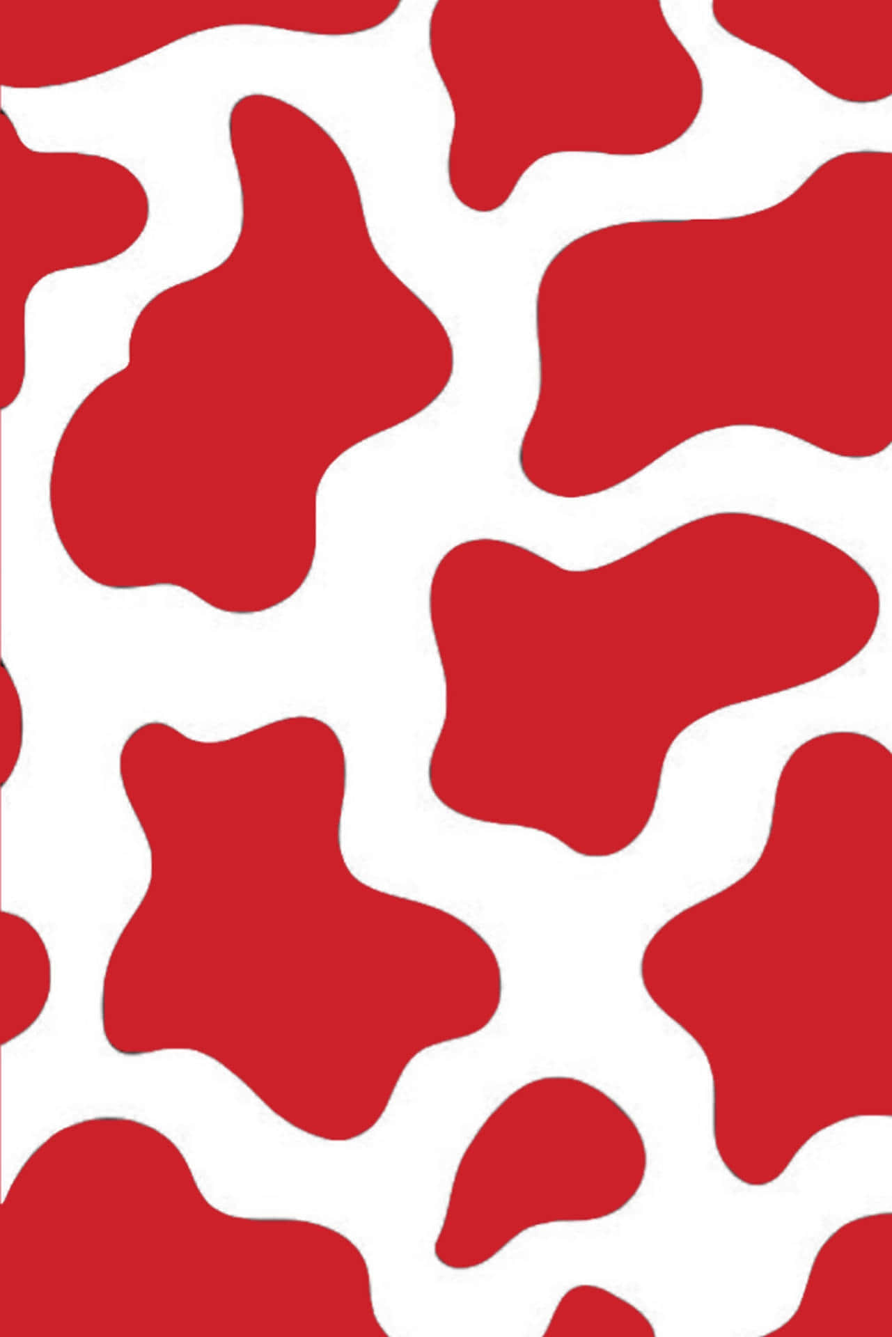 Caption: "Vibrant Red and White Aesthetic Cow Print" Wallpaper