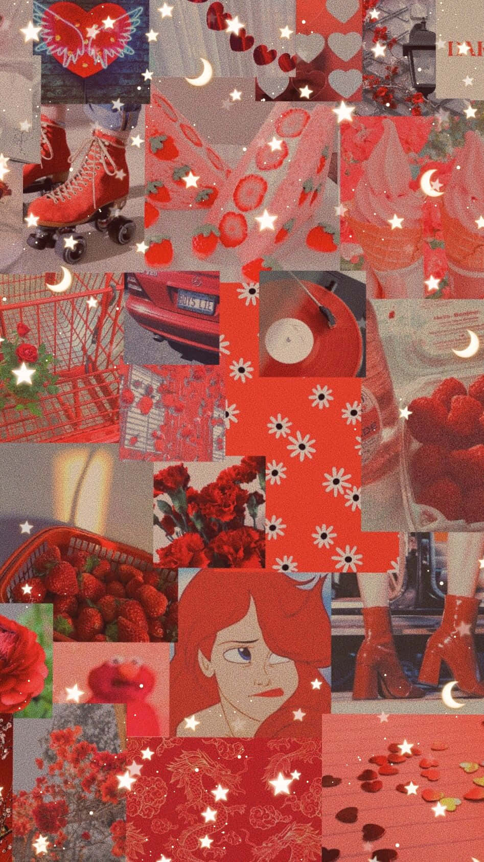 A Collage Of Red And White Pictures Wallpaper
