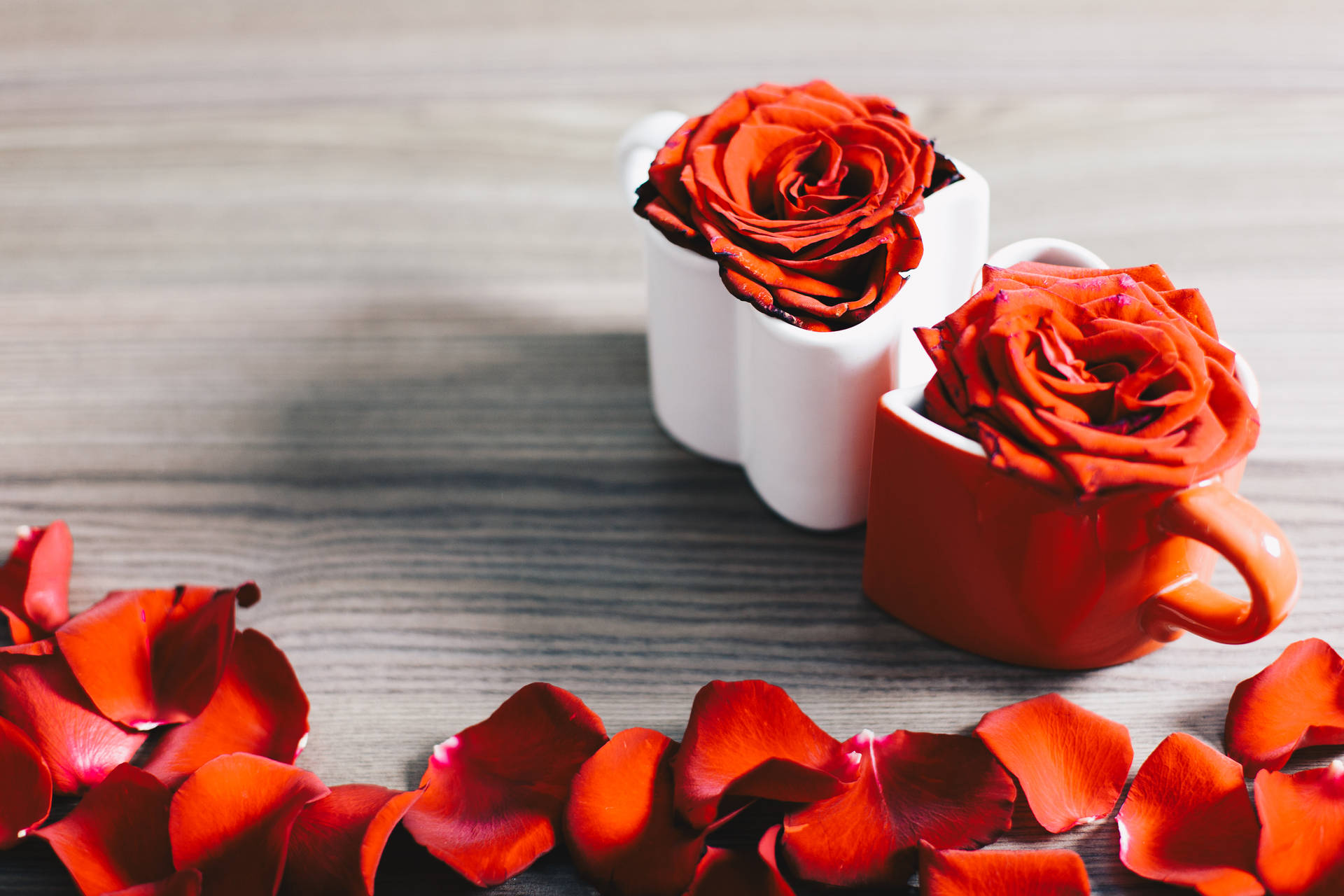 Red And White Aesthetic Rose Cups Wallpaper