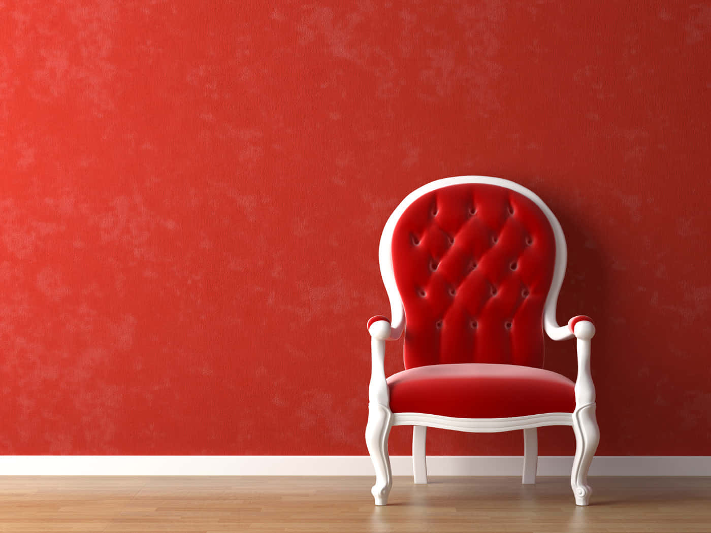 Rød og hvid Bergere stol i traditionel studie Wallpaper