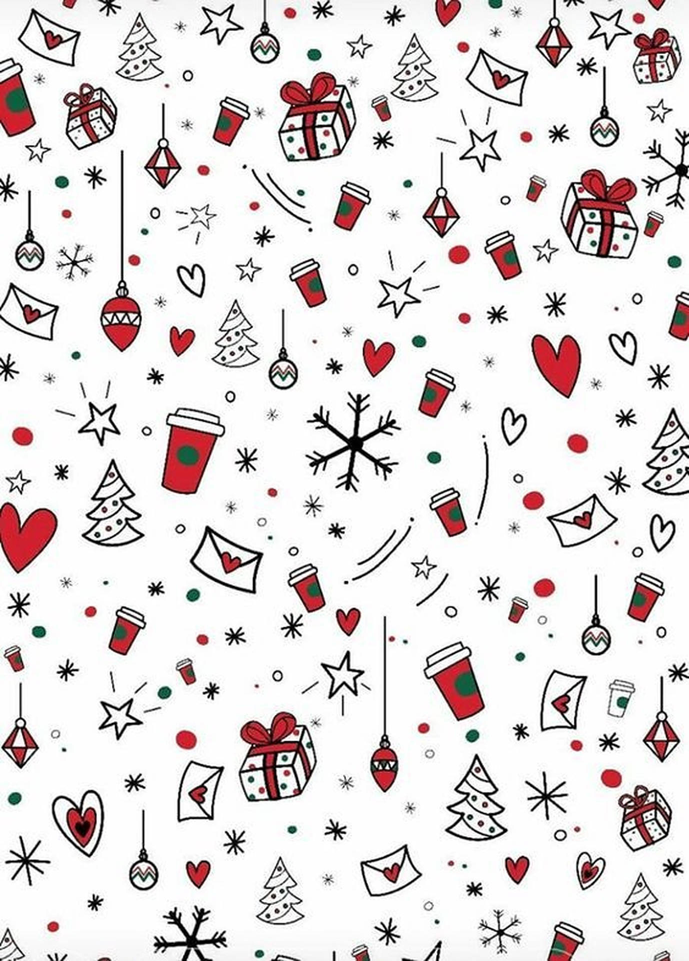 Red And White Cute Christmas Pattern Wallpaper